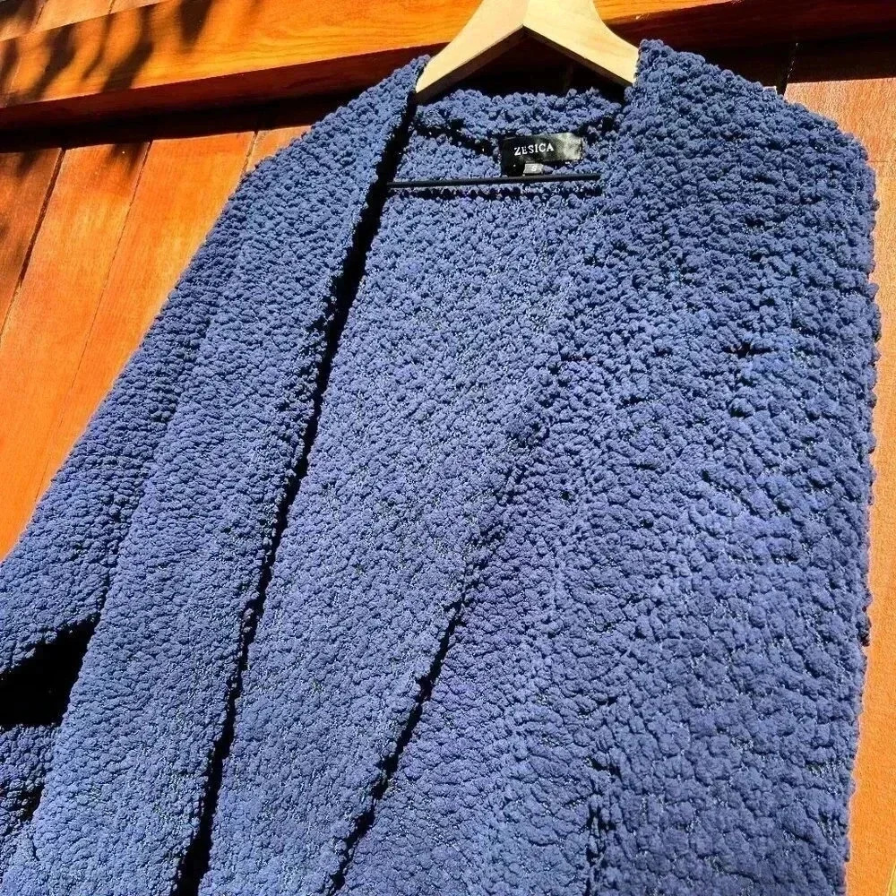 Blue Popcorn Sweater Cardigan - So Comfy and Soft - Picture 4 of 6